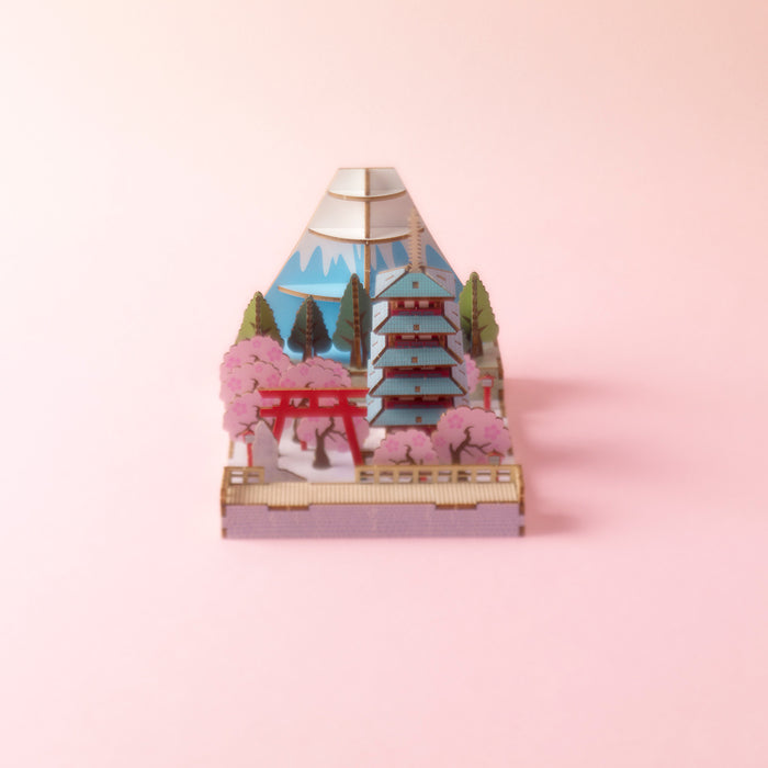 Wooden Art ki-gu-mi 日本の情景 富士と五重塔