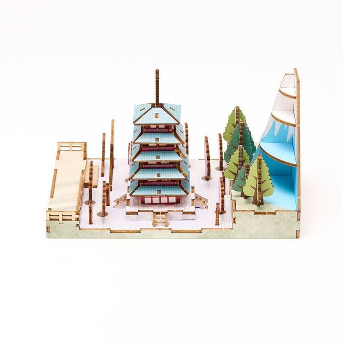 Wooden Art ki-gu-mi 日本の情景 富士と五重塔