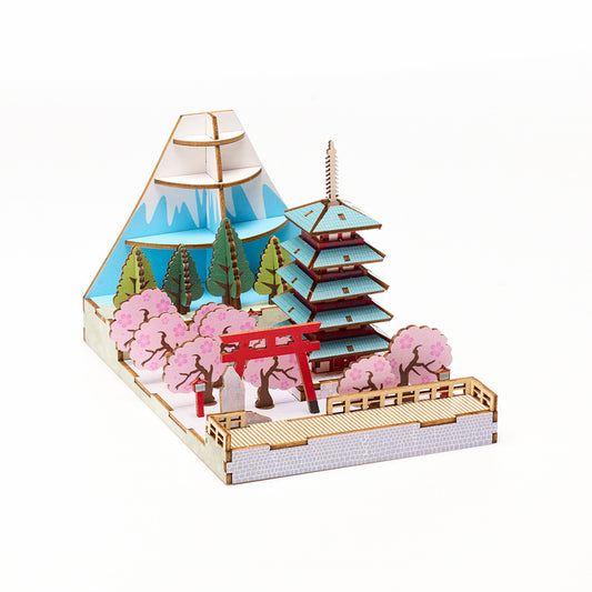 Wooden Art ki-gu-mi 日本の情景 富士と五重塔