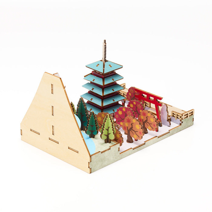 Wooden Art ki-gu-mi 日本の情景 富士と五重塔