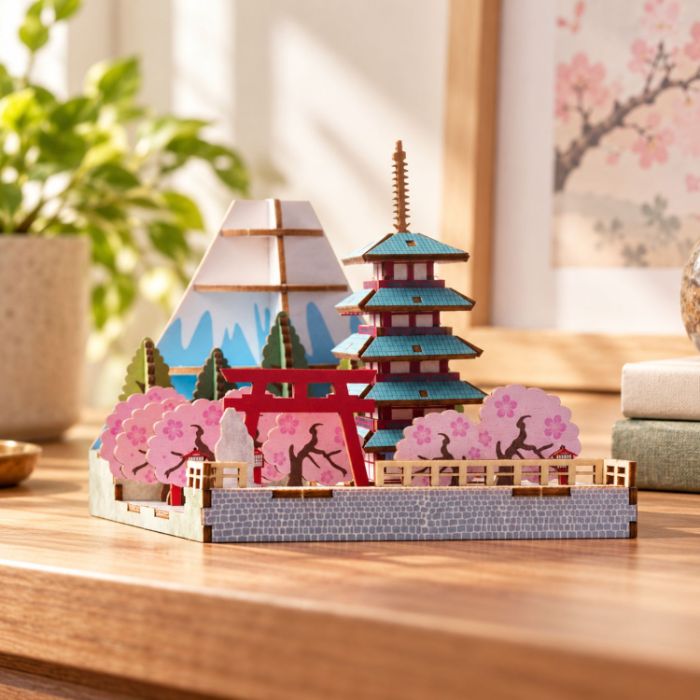 Wooden Art ki-gu-mi 日本の情景 富士と五重塔