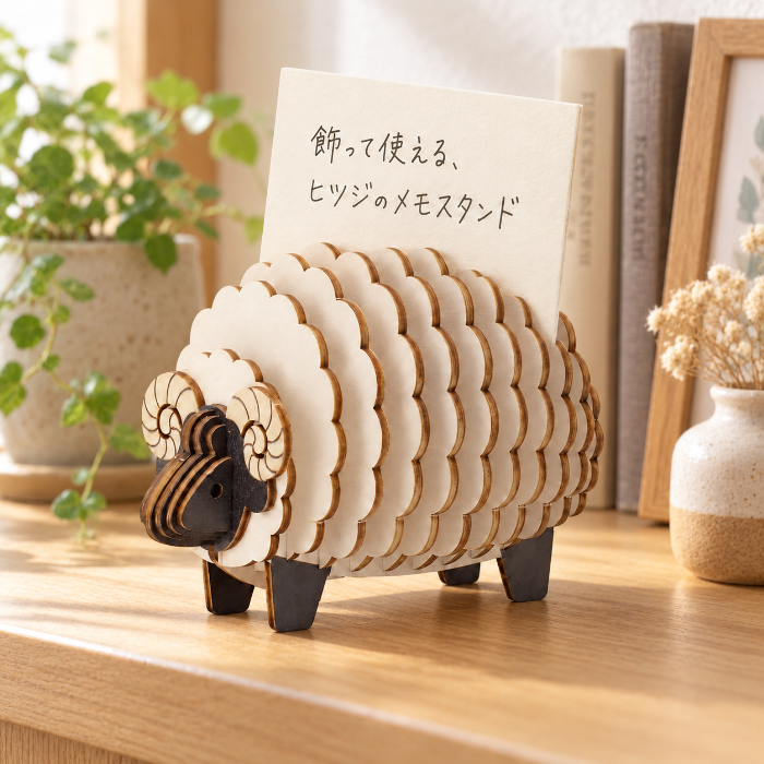 Wooden Art ki-gu-mi ヒツジ メモスタンド カラーVer.