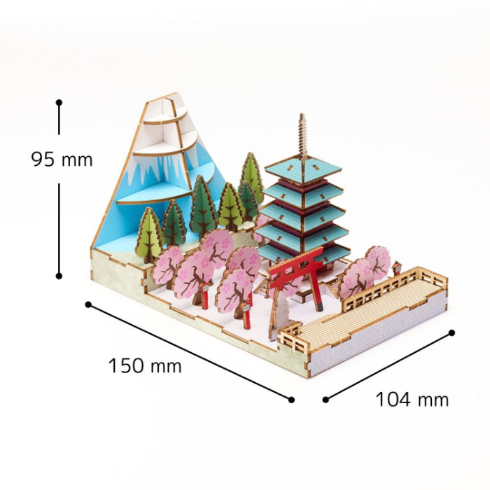 Wooden Art ki-gu-mi 日本の情景 富士と五重塔