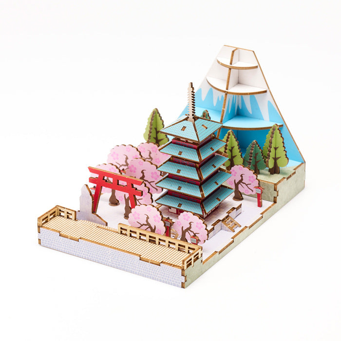 Wooden Art ki-gu-mi 日本の情景 富士と五重塔